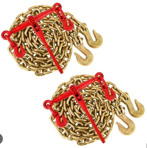 Chains and binders set for securing trailer loads